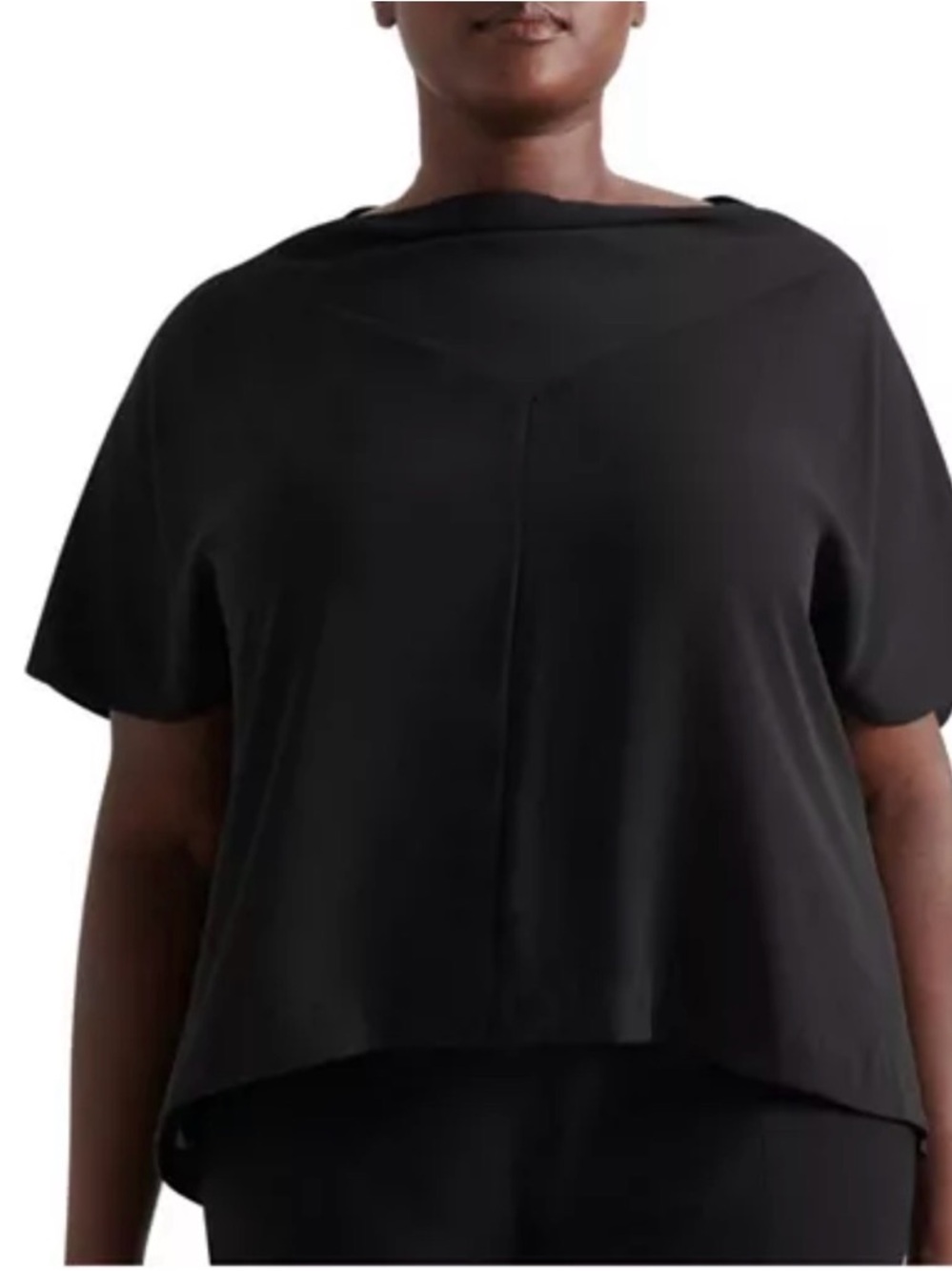 Black Short-Sleeve Boatneck Women's Top